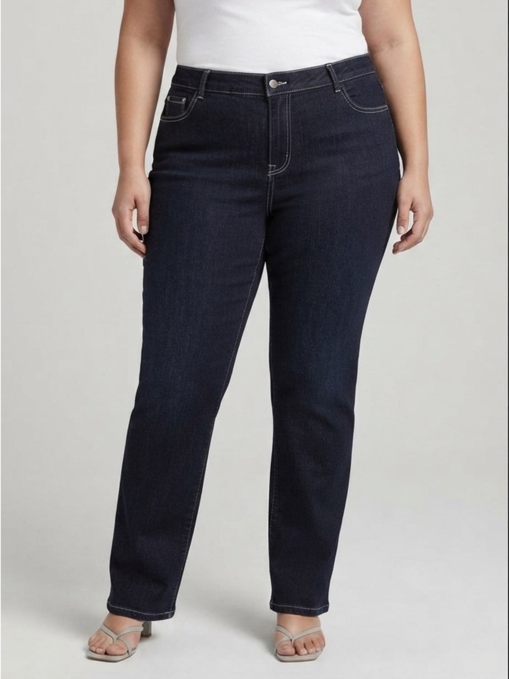 DC JEANS Dark Wash Straight Leg Jeans with Contrast Pocket Stitching size 24